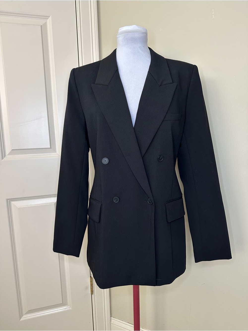 ZARA Black Double-Breasted Tailored Blazer Jacket Size Medium